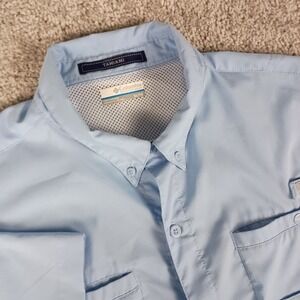 Columbia PFG XL Tamiami Vented Blue Mens Button Down Short Sleeve Fishing Shirt